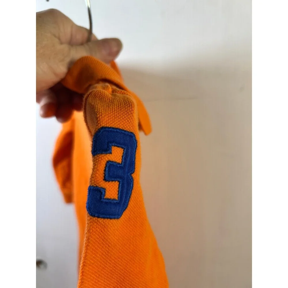 Ralph Lauren Polo Romper Baby Boy 9M Orange Good‎ Long Sleeve Big Pony 3 Patch